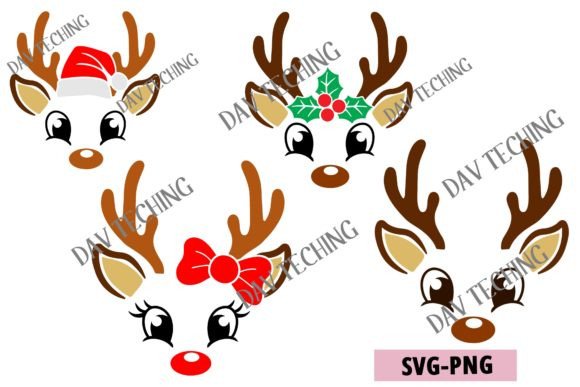 Christmas Reindeer Face SVG for T-Shirt Designs and Graphics