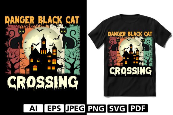 Danger Black Cat Halloween T-Shirt Designs for Graphics