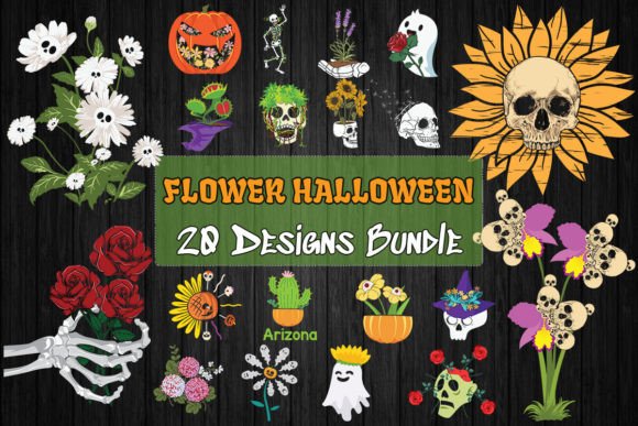 Flower Halloween SVG Bundle for Embroidery