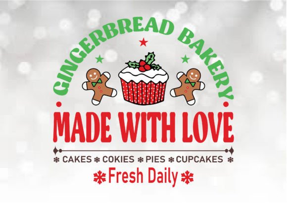 Gingerbread Bakery Christmas Sign SVG for Graphics & T-Shirts